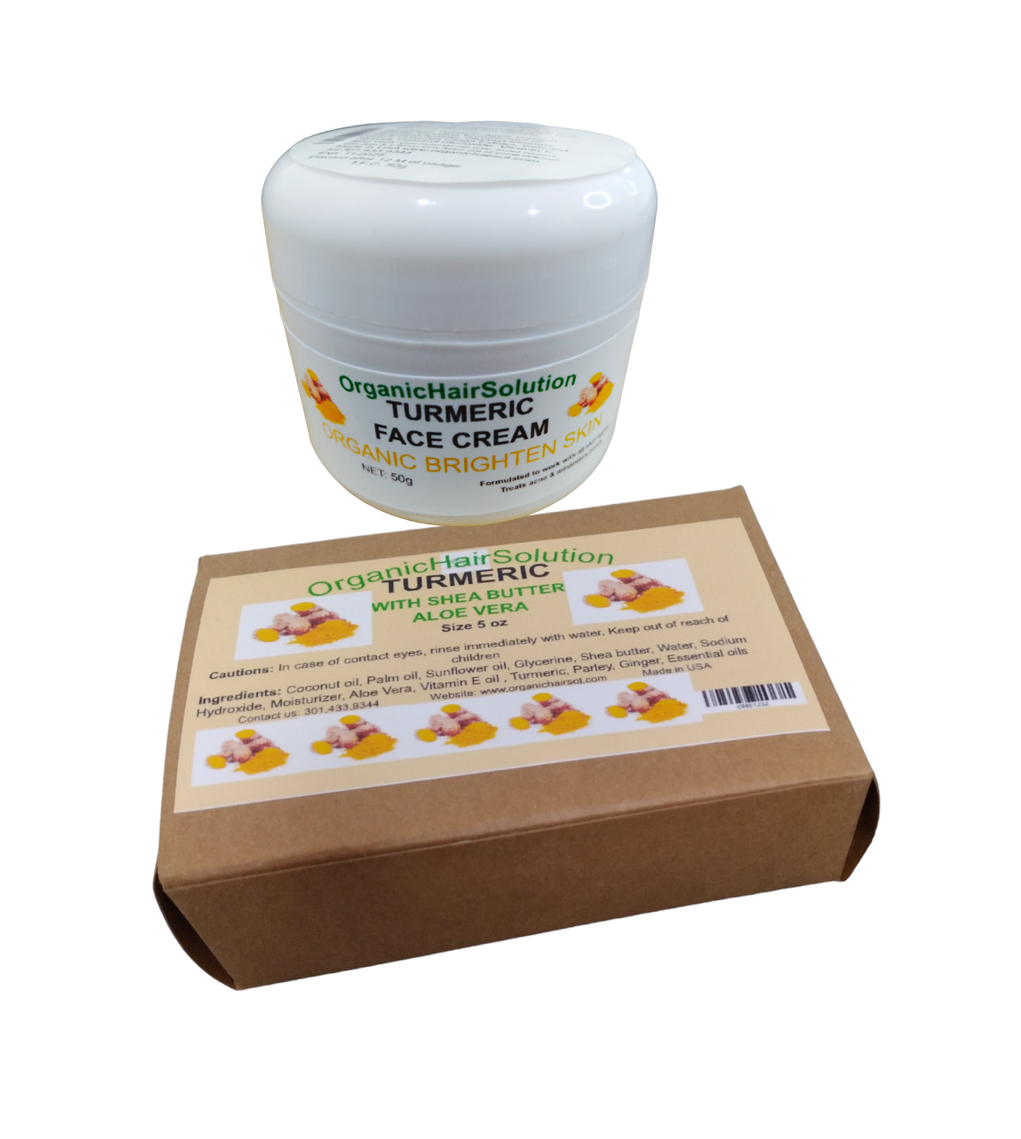 TURMERIC FACE SET - Anti Aging- Anti Fine line-Acne Treatment Kit- Breakouts Black Spot Remover, Control Blemishes & Redness-Organic Brighten - All Skin Types - Organic Hair Solution, LLC