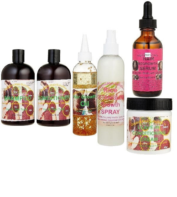WHOLESALE FOR PRIVATE LABELS -Dozen (12) SET OF FULL Pack  OF 6 IN 1 SET - Organic Hair Solution, LLC