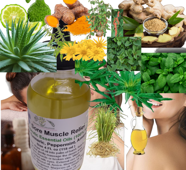 Sore Muscle Massage Oil for Body - Best Natural Therapy Therapy Oil with Lavender and Chamomile Essential Oils - Warming, Relaxing, Massaging Joint & Muscles - Organic Hair Solution, LLC