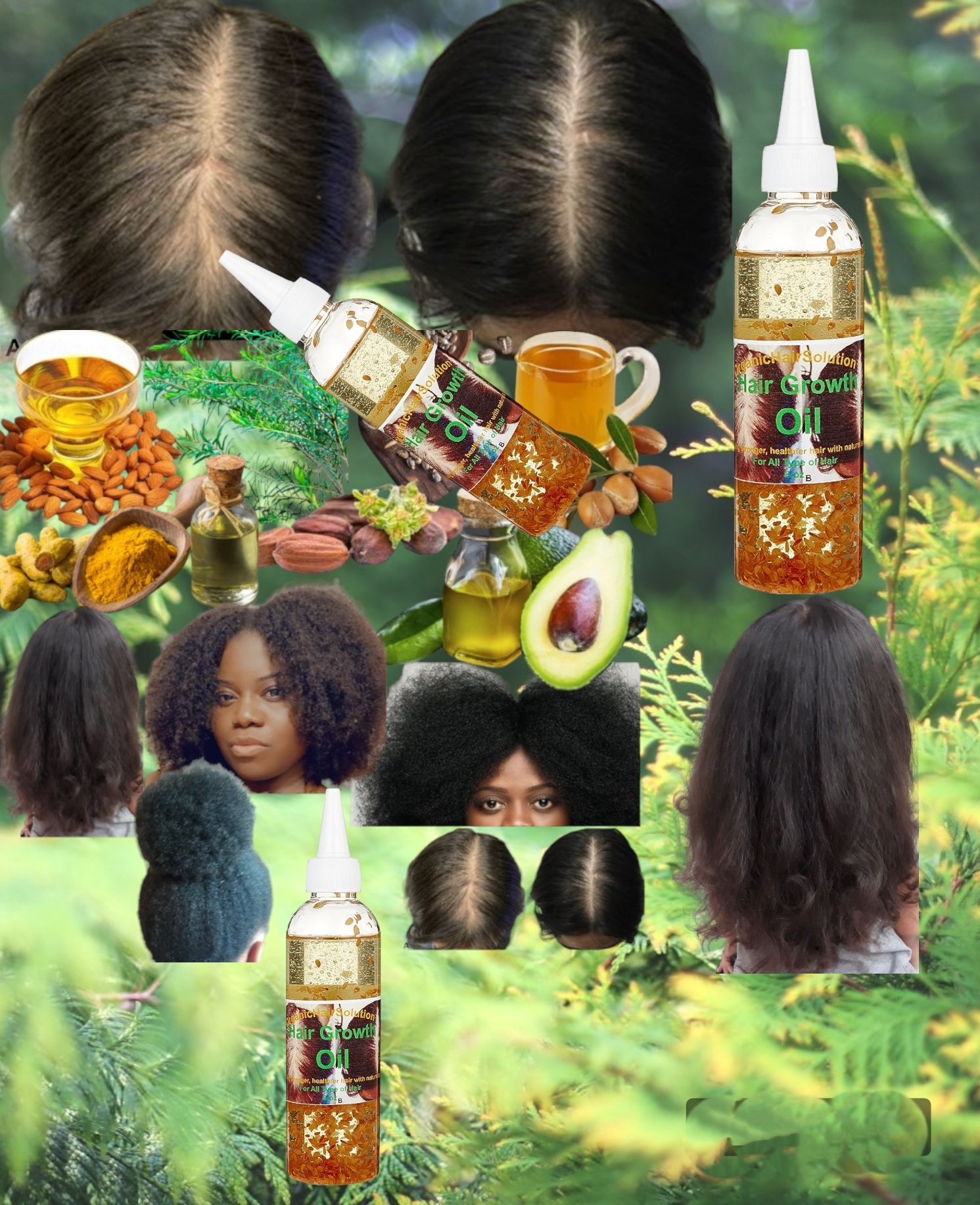 HAIR GROWTH OIL-SHAMPOO-CONDITIONER For All Hair Types, An Anti Hair Loss treatment All Hair types (3 in 1) - Organic Hair Solution, LLC