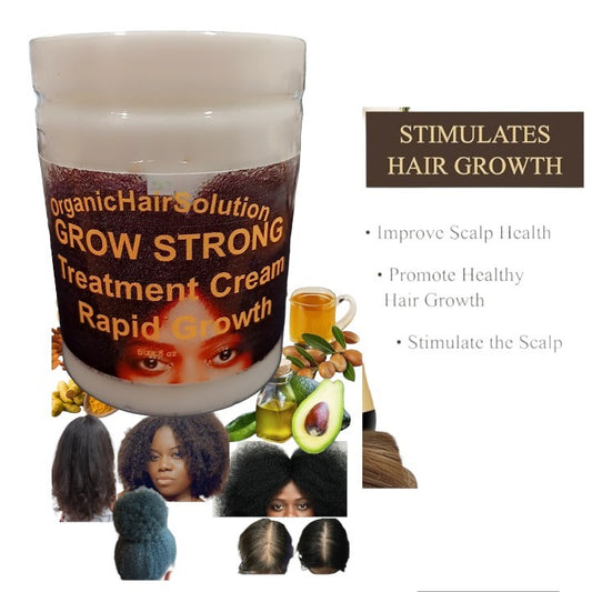 GROW STRONG TREATMENT CREAM- For All Hair Types, An Anti Hair Loss treatment All Hair types, No Sulfate - Organic Hair Solution, LLC