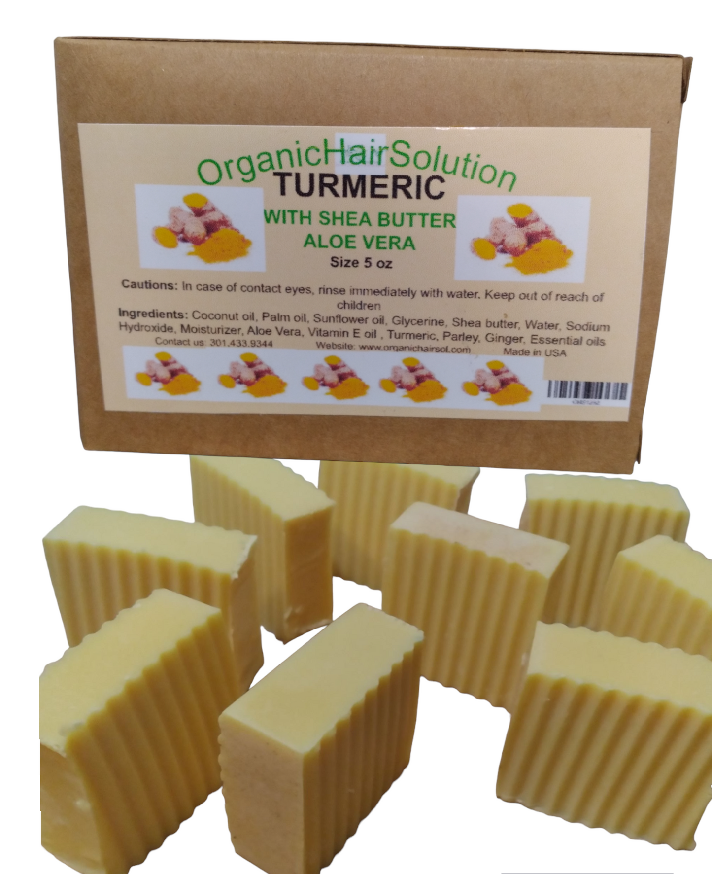 TURMERIC BAR SOAP-for Face & Body With Aloe Vera | Handmade | All Natural Turmeric Skin Soap - Reduces Acne, Heals Scars - Soap Detox Treatment for -All Skin Types - Organic Hair Solution, LLC