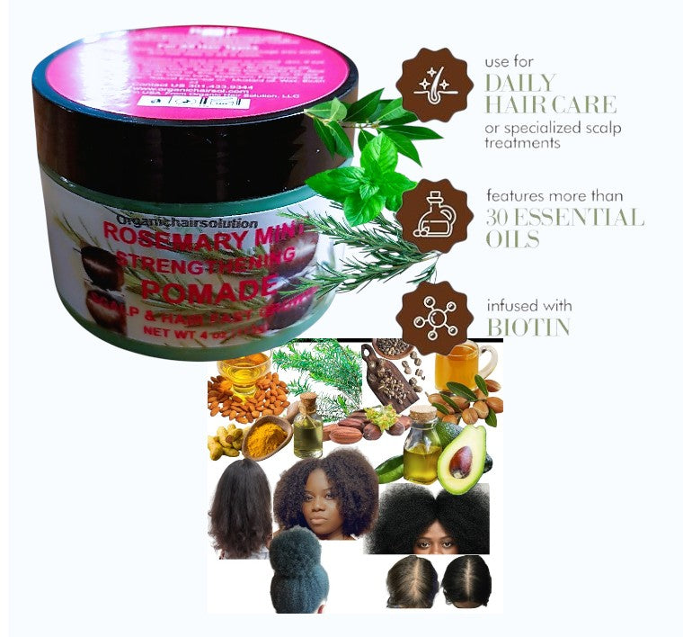 Wholesale-Organics Rosemary Mint Eucalyptus  Strengthening Hair Pomade, Grease-Scalp & Hair  (12 pack) - Organic Hair Solution, LLC