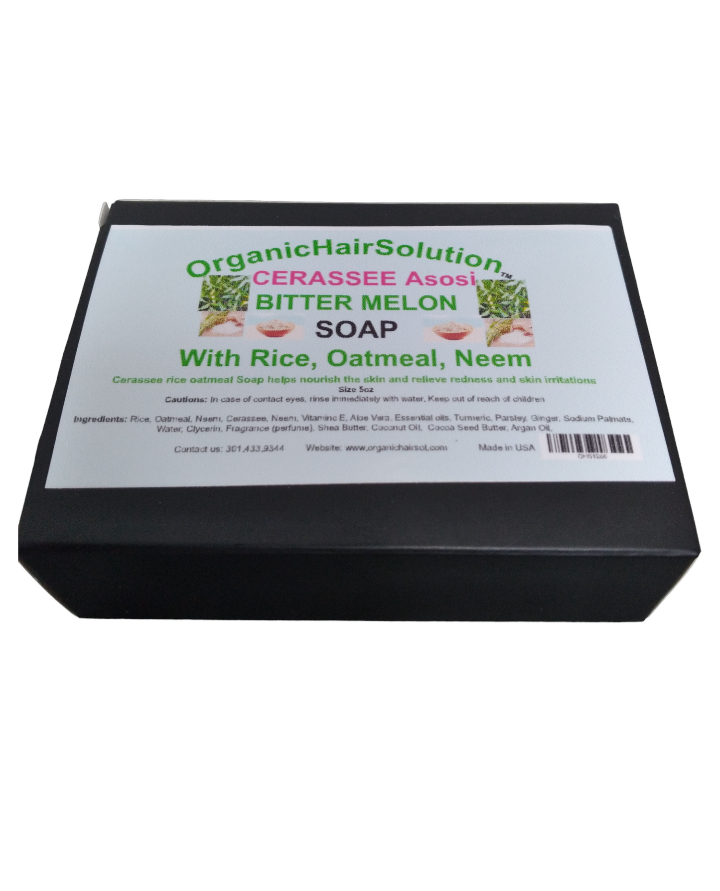 ASOSI OR BITTER MELON OR CARASEE SOAP with Rice-Oatmeal -Neem- Ginger & Parsley - Organic Hair Solution, LLC