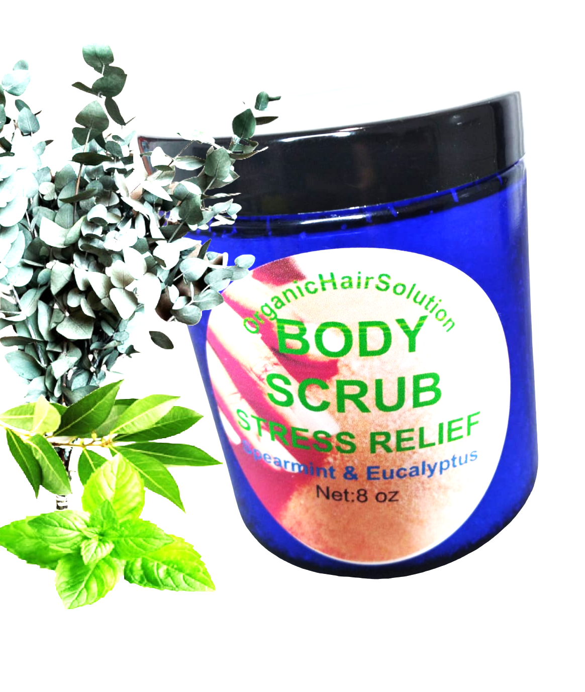 BODY SCRUB-Stress Relief & Skin Exfoliating  with Eucalyptus & Spearmint - Organic Hair Solution, LLC