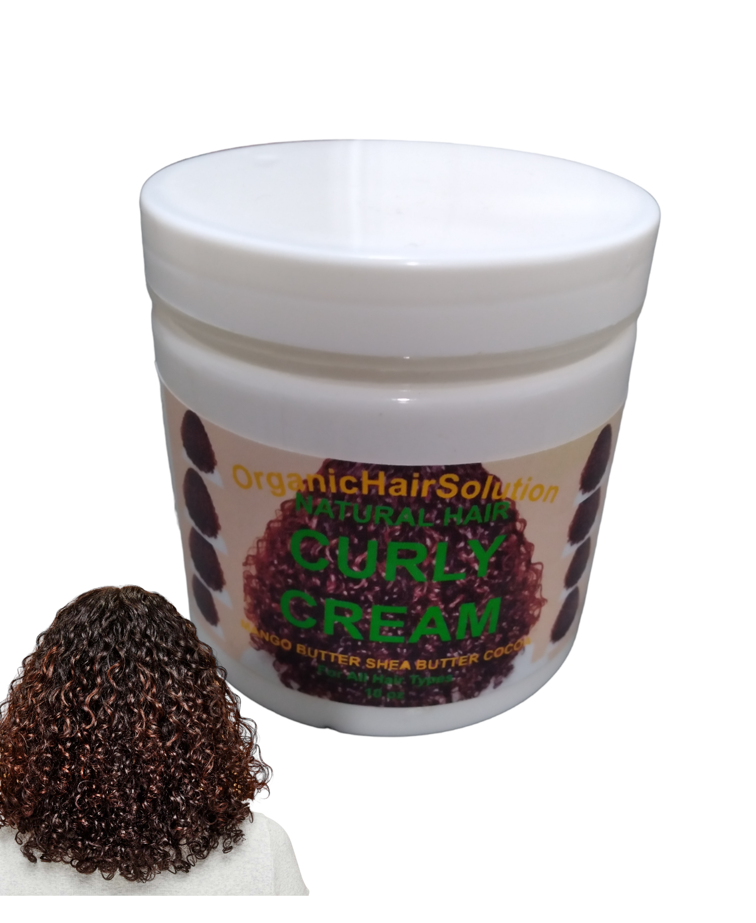 Curling Cream for Natural Hair with Pure Shea Butter-Mango Butter-Coconut-Aloe Vera-Vitamin E - Organic Hair Solution, LLC