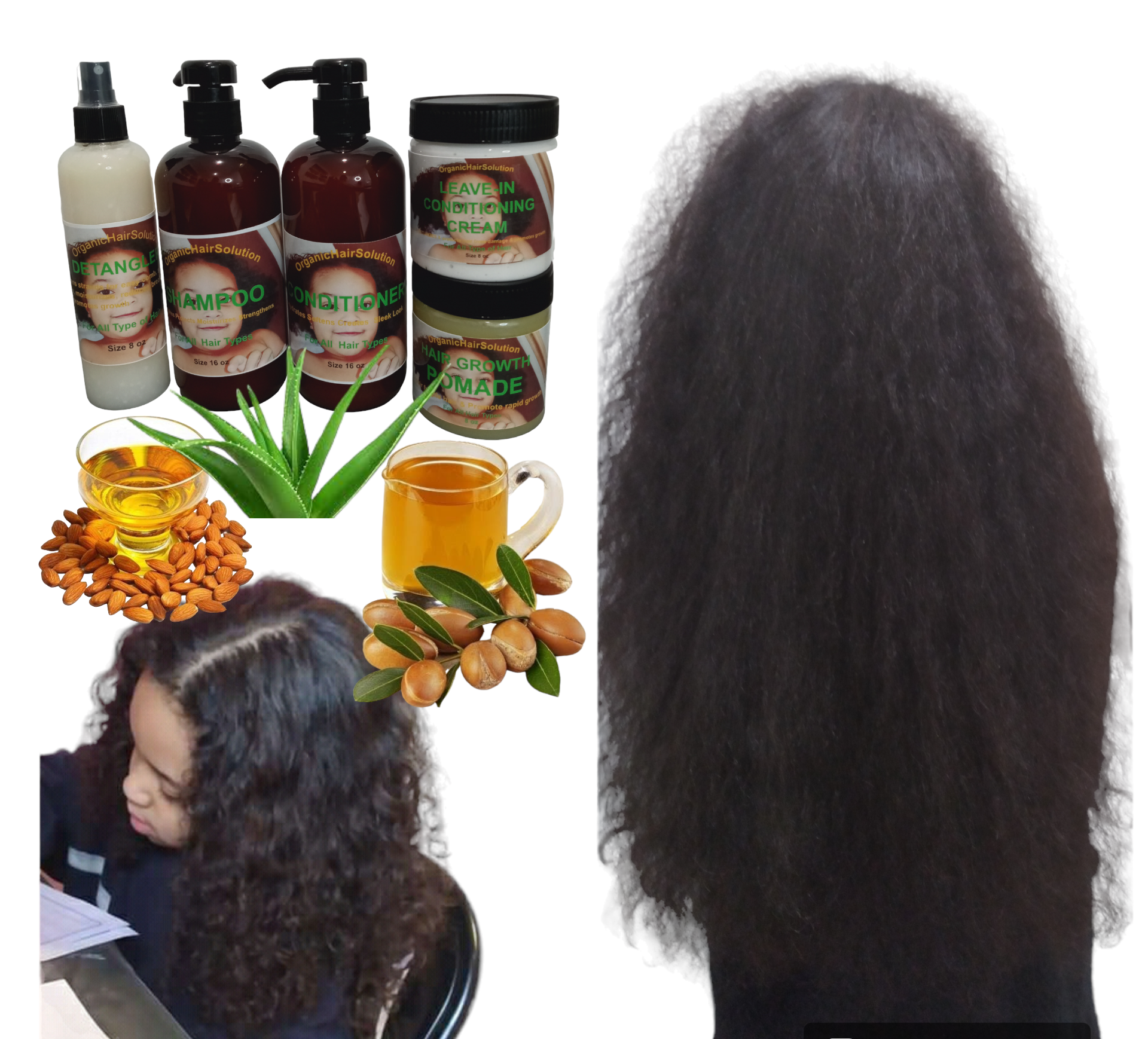 KIDS Organic Conditioner -With Aloe vera-Vitamin E- Rose Hips-Castor Oil-Tea Tree- Argan- Macadamia- Coconut & Jojoba Extract - Organic Hair Solution, LLC