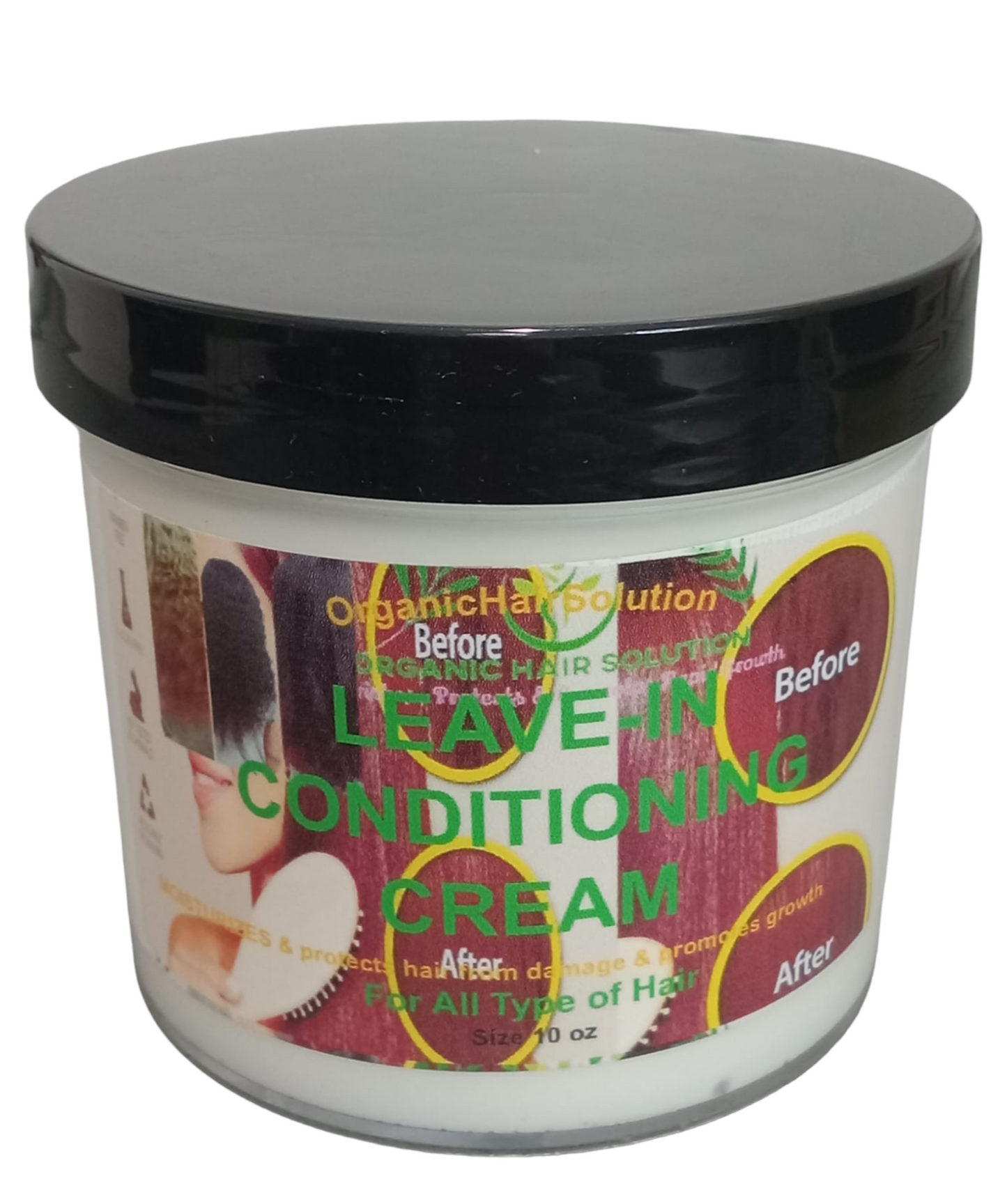LEAVE-IN CONDITIONER CREAM- Anti Hair Loss treatment -with Aloe vera, Castor, Argan, Sweet Almond, Vitamin E - Organic Hair Solution, LLC