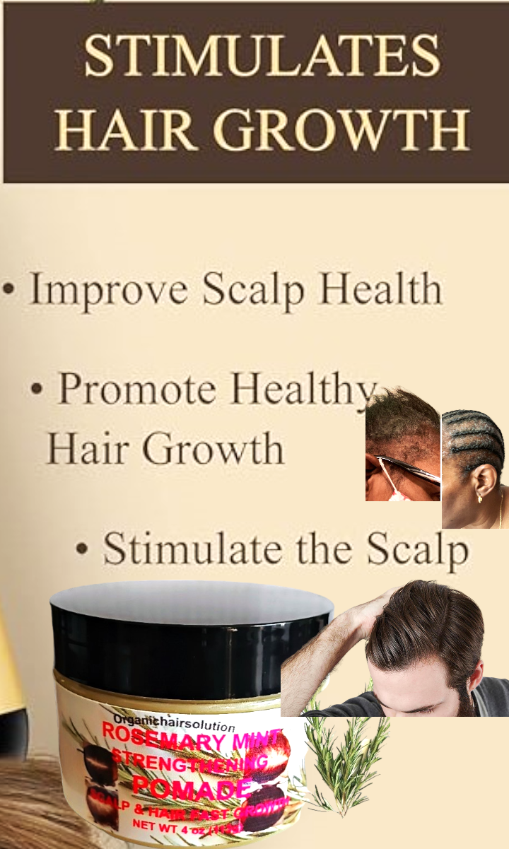 Organics Rosemary Mint Strengthening Hair Pomade, Grease for Thick, Straight, Curly, Wavy, Thin Hair, Women, Men, Kids-Scalp & Hair Treatment - Organic Hair Solution, LLC