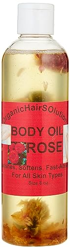 Nourishing Body Oil- (Rose Scent)  Vegan Skin Moisturizer- Anti Aging- Bath- Massage - Natural Plant-Based Oil-Moisturizes Your Skin - Organic Hair Solution, LLC
