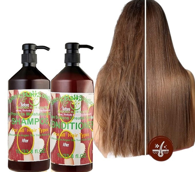 Shampoo & Conditioner -Tea Tree- Hemp-Jojoba seed- Argan- Vitamin E Set - for Itchy and Dry Scalp, Sulfate Free, Paraben Free - Organic Hair Solution, LLC