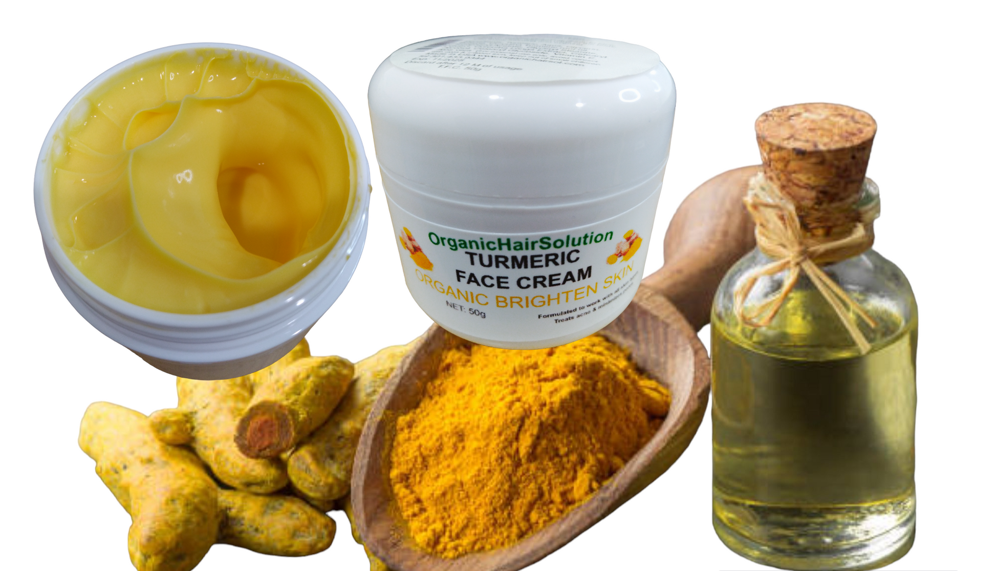 TURMERIC FACE CREAM- Formulated to work with all skin types- Treats acne-Anti Aging-Dark spots remover - Organic Hair Solution, LLC